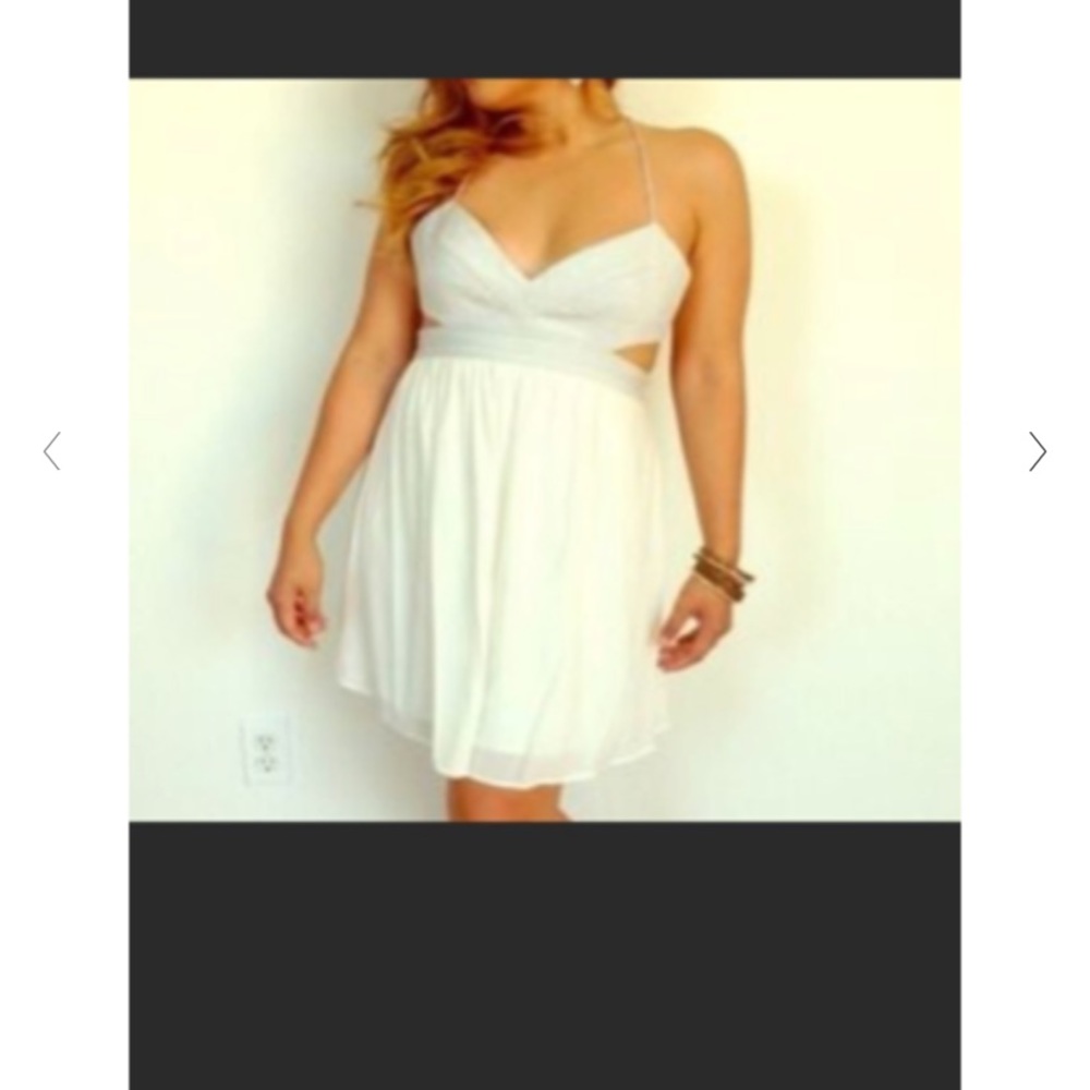 White sequin cut out BCBG dress